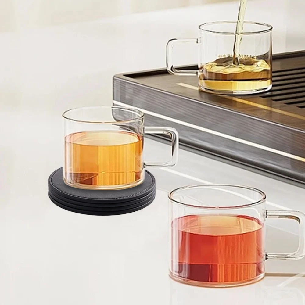 Black Wholesale Customized Round Place Mat Leather Luxury Dining Table Mats Set For Decoration