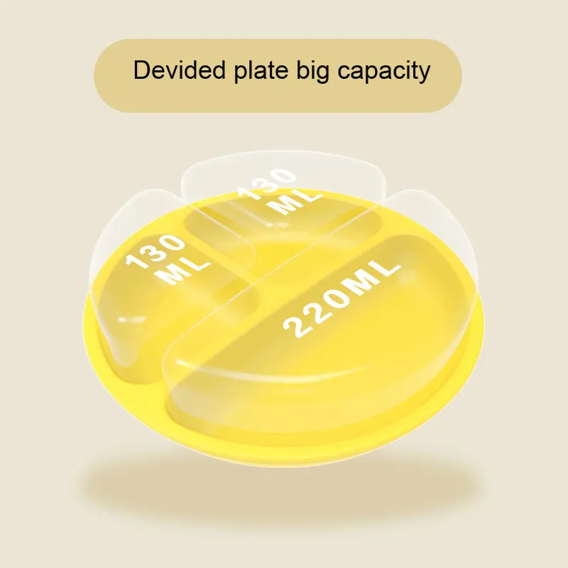 Wholesale Non-Slip BPA Free Suciton Silicone Toddler Plate Silicone divided Toddler Infant Baby Plate With Strong Suction Cups