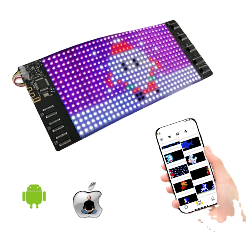 GrownsRGB color Flexible LED Display Screen T shirts Hats Insert Programmable Luminous Sheets Light Up Moving Messages