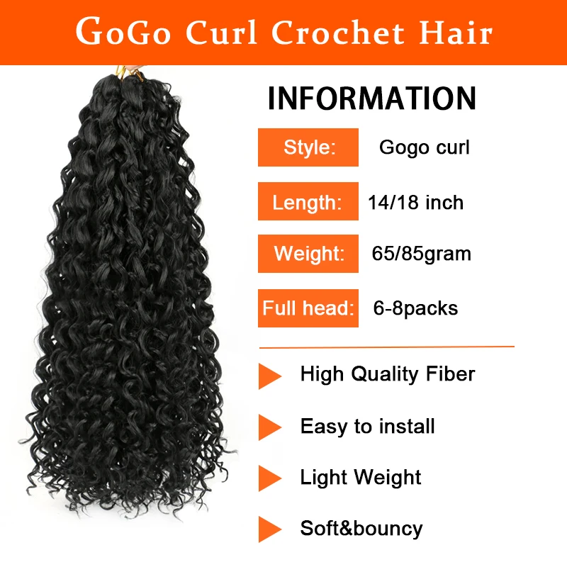 18inch 85g long GoGo Curl Crochet Hair Water deep Wave Curly Bulk Braiding Hair Single Weft Synthetic Hair Extensions
