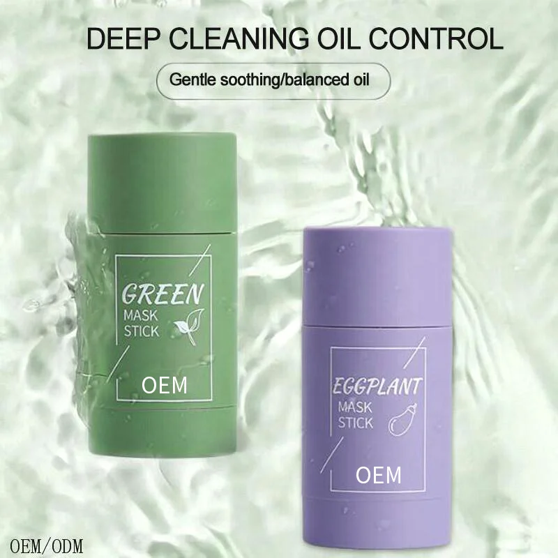 Wholesale OEM OBM natural Anti Acne Egg Plant Clay Green Mask Stick Pore Cleanser poreless deep cleansing mask stick mask 40g