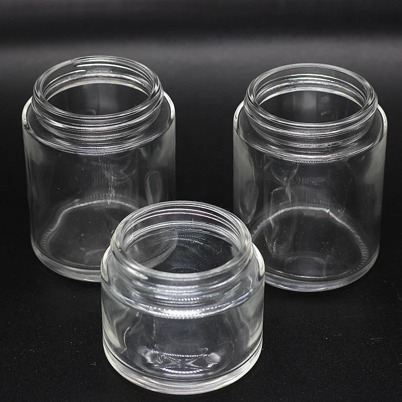 1oz 2oz 3oz 4oz clear straight sided glass jar with child proof cap for CBD  oil Packaging