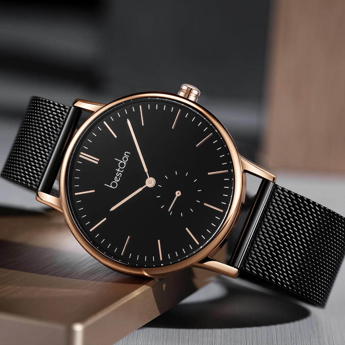 Simple Men Watch 3ATM Water Resistant Milanese Analog Watch Waterproof Japan MOVT Slim SS Case Quartz Business Battery Watch