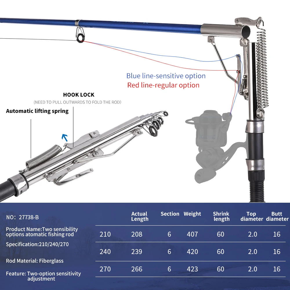Automatic Made In China Sea Fishing Rod Price Self-lifting Rod Throwing Telescopic Fishing Gear