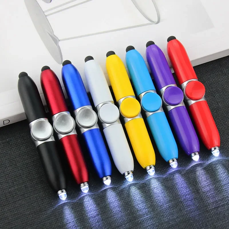 Decompression ABSplastic multicolor multifunctional led light Fingertip gyro pen for custom pens