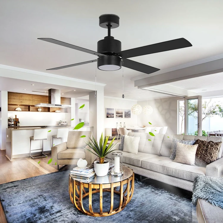 Wholesale 4 Plywood Blade 3 Speed 110 Volt Ceiling Fan Black Low Power Consumption Ceiling Fan With Light