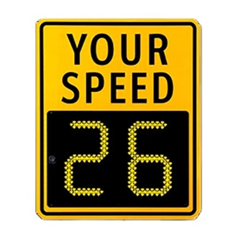 Solar Powered LED Traffic Speed Radar Sign Flashing Limit Indicator Roadway Safety MPH Detect Trailer