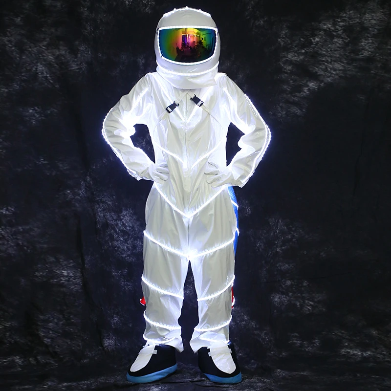 Space Suit DJ performance fluorescent clothes laser dance KTV dancing props Night Club Robot Costume Stage Jacket