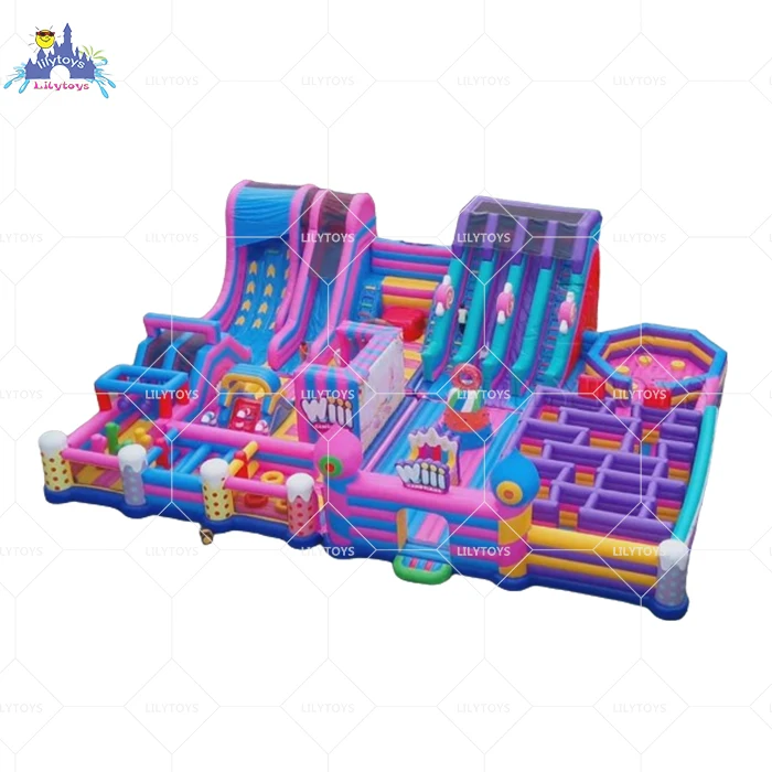 outdoor and indoor inflatable candy big bouncer trampoline fun city amusement park colorful slide