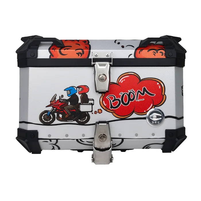 55L  large capacity aluminum box Quick Release Structure Aluminum tail boxes for motorcycles tail rear box Reflective Series