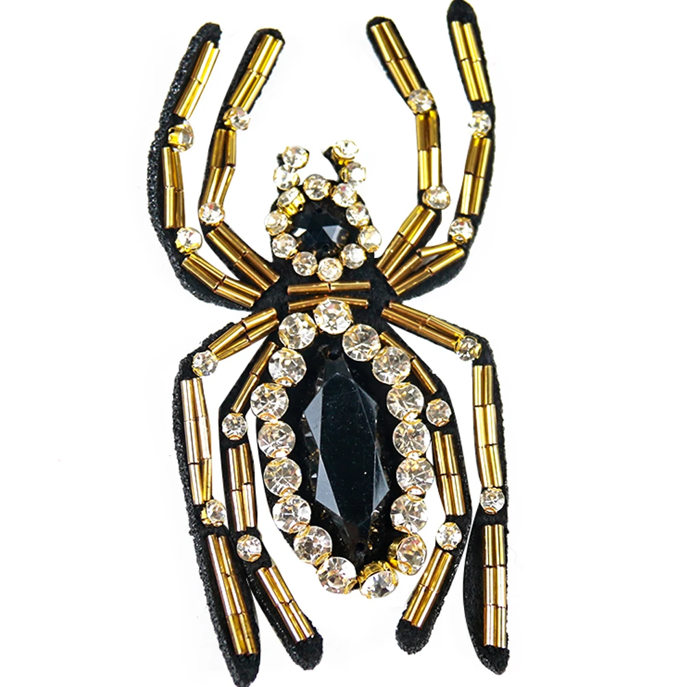 Оптовая продажа, Высококачественная нашивка большого размера с бусинами в виде насекомых, пауков, аппликация, ПРИШИТАЯ на одежду, аксессуары