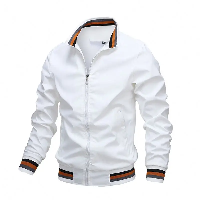 Best selling custom bomber jacket tracksuit male white jacket for men