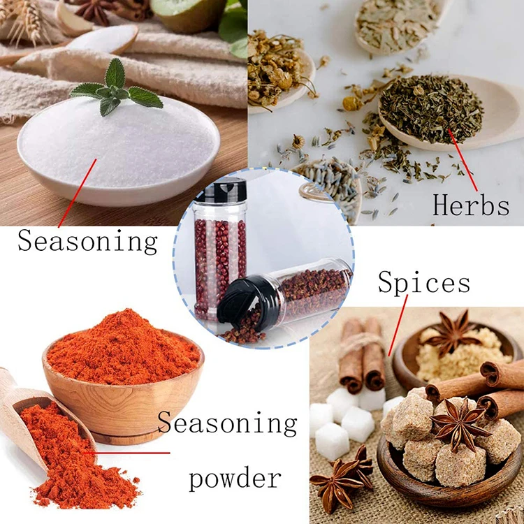 Wholesale 100ml container kitchen square plastic seasoning spices jars and shaker spice bottle packaging with customized lid