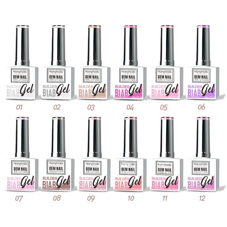 Hanyinails Private Label Rubber Base New Design Custom Thick Hema Free Base Coat nude pink nail Gel Polish  Extend Biab  Gel