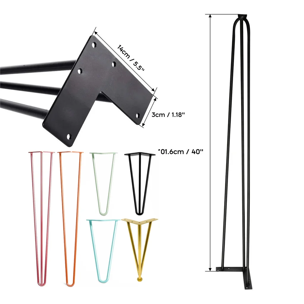 Ornamental Moldings 4.25-In X 16-In Hairpin Metal Table Leg Coffee Table Legs for Living Room Sleek Hairpin Legs