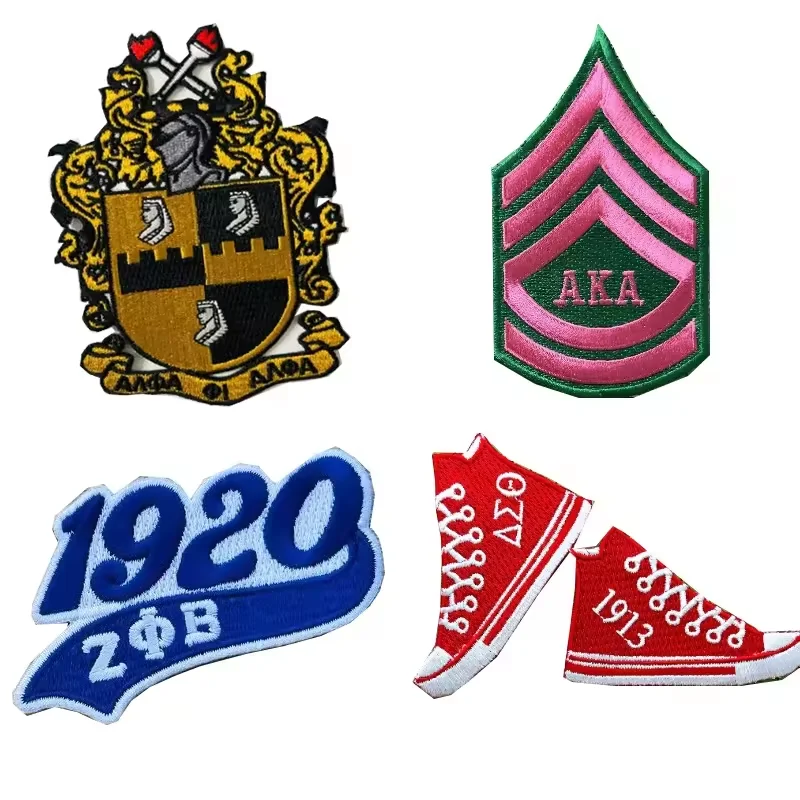 Китайский завод изготовленный на заказ дизайн логотипа вашего бренда ZETA PHI BETA SIGMA DELTA вышивка патчи с железом оптовая