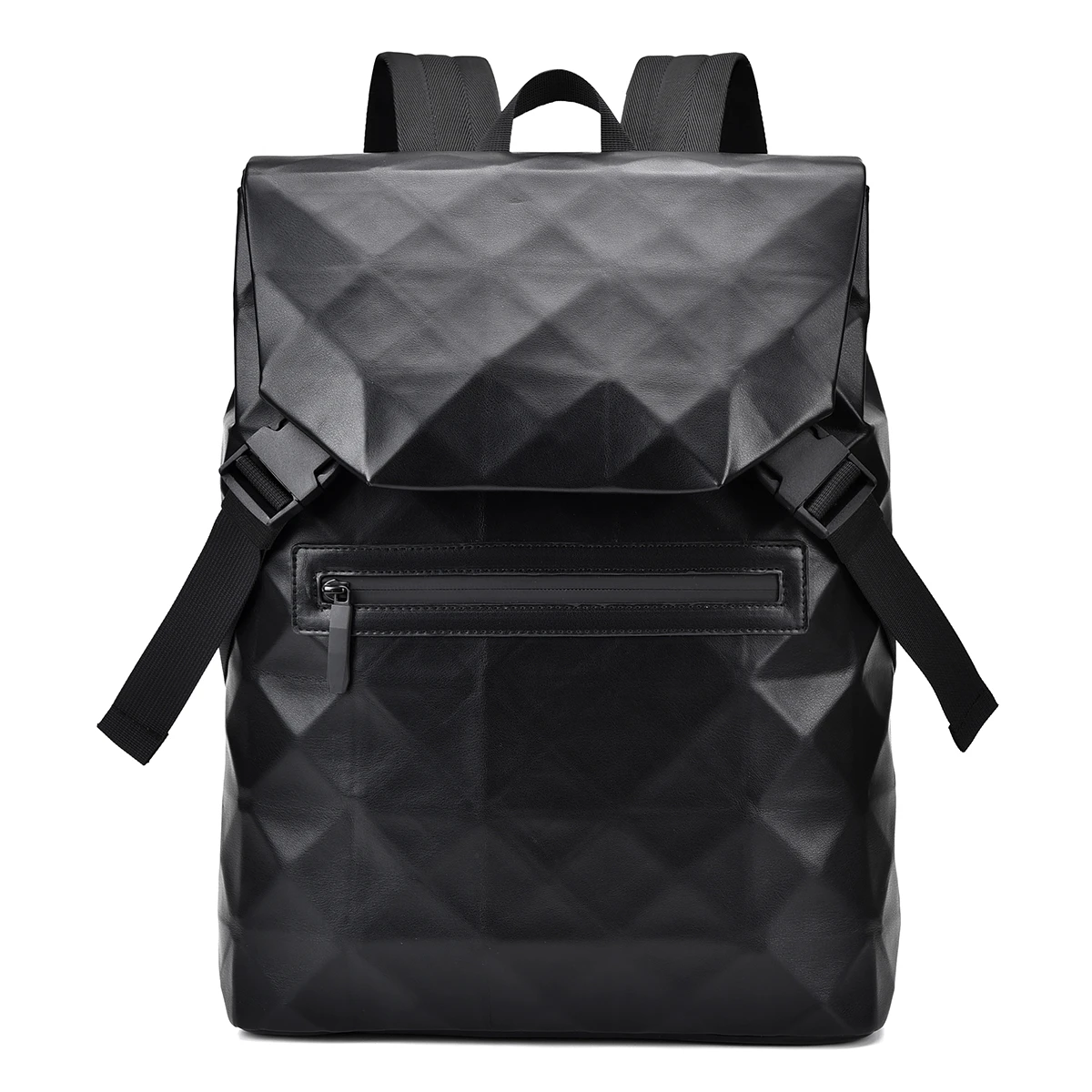 Black Soft PU Leather Back Pack Casual Travel Business School Laptop Backpack For Men