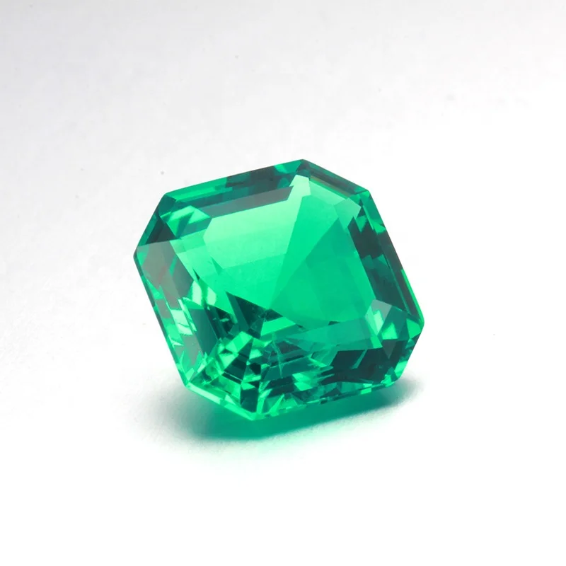 Lab Emerald Synthetic Factory Direct Custom 7x7mm Bred Hydrothermal Emerald Asscher Shape
