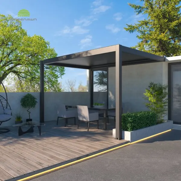 Waterproof sunproof ventilation adjustable garden metal aluminum louvred pergola