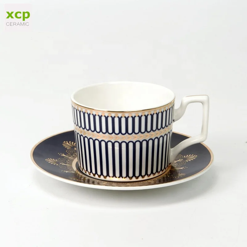 Royal classic fine bone china coffee cup custom printing ceramic tea cup and saucer