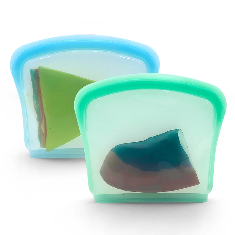 800ML BPA-Free Reusable Silicone Food Storage Bag Self Seal Silicone Sandwich Bag for Kitchen