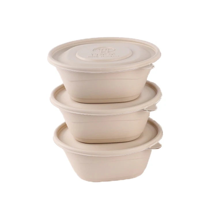 28oz Biodegradable Disposable Bamboo Pulp Lunch Box Eco Friendly Take-Away Food Round Container