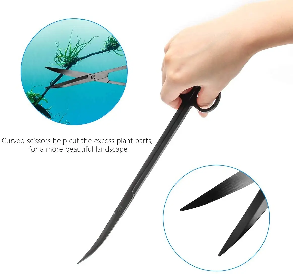 Aquarium Aquascape Tools Kit 4 in 1 Anti-Rust Aquatic Plant Aquascaping Tool Stainless Steel Black Tweezers Scissors Spatula