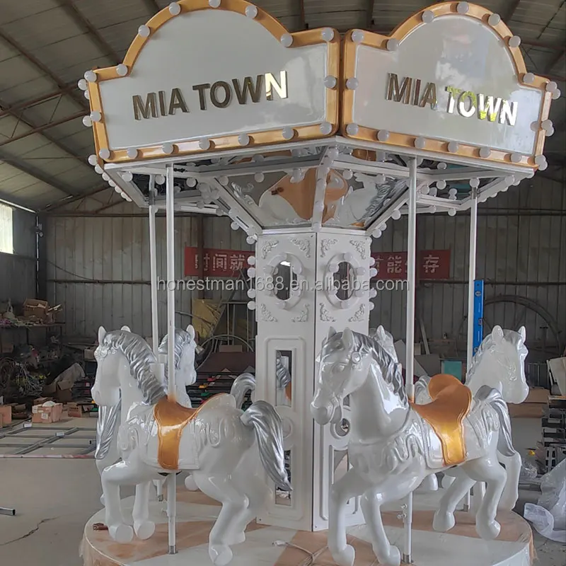 6 Seats mini small Christmas amusement park merry go round children horse carousel ride for kids