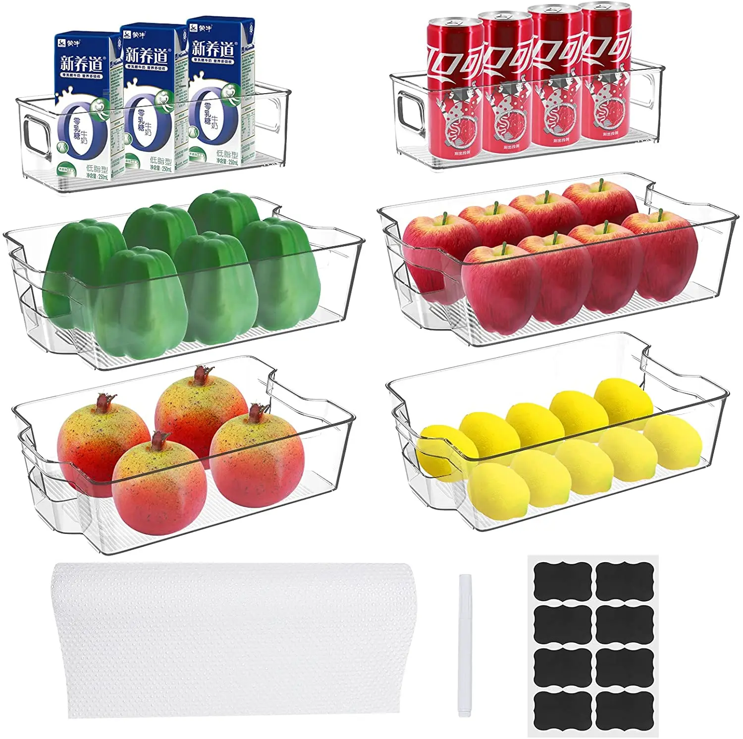 Пластиковый прочный кухонный ящик с выдвижными ящиками, коробка для хранения фруктов, рыбок, яиц, холодильника, ящики, органайзер для холодильника