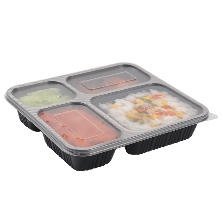 Bento микроволновая печь уберите контейнер для еды 4 отсека Ланч-бокс герметичная еда RPP/PP экологически чистые одноразовые пластиковые классические