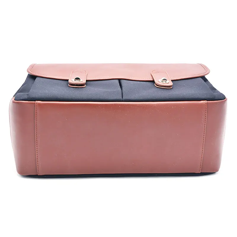 Vintage Custom Men Photographer Waterproof Waxed Canvas Leather Messenger Crossbody Dslr Camera Bag with  Removable Insert