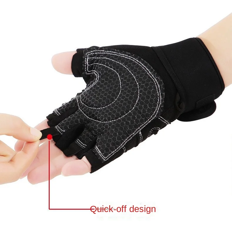 New Anti-Slip Half-Finger Fitness Gloves for Men Women Protective Wrist Barbell Riding Sports Equipment for Gym Use Cross-Border