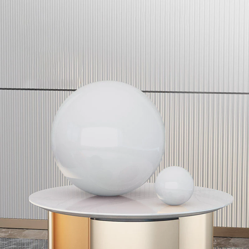 Simple theme decoration ball white colored steel ball 100 120 150 mm stainless steel hollow metal sphere with hole coating white