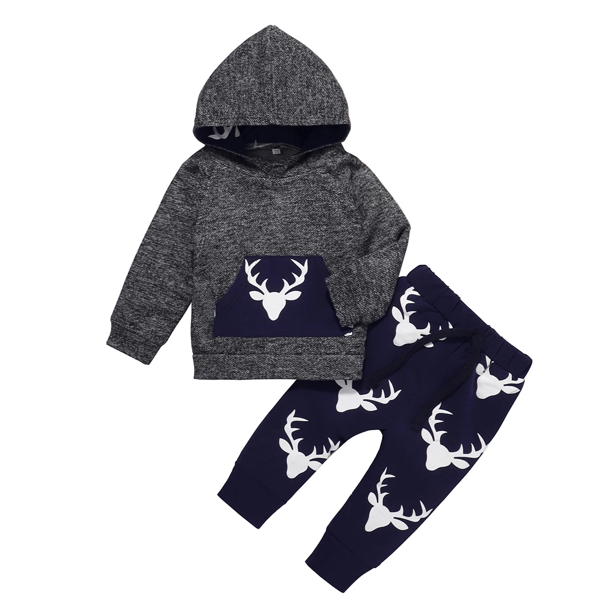 
Amazon Hot sell Toddler Infant Baby Boys Deer Long Sleeve Hoodie Tops Sweatsuit Pants Outfit Set 