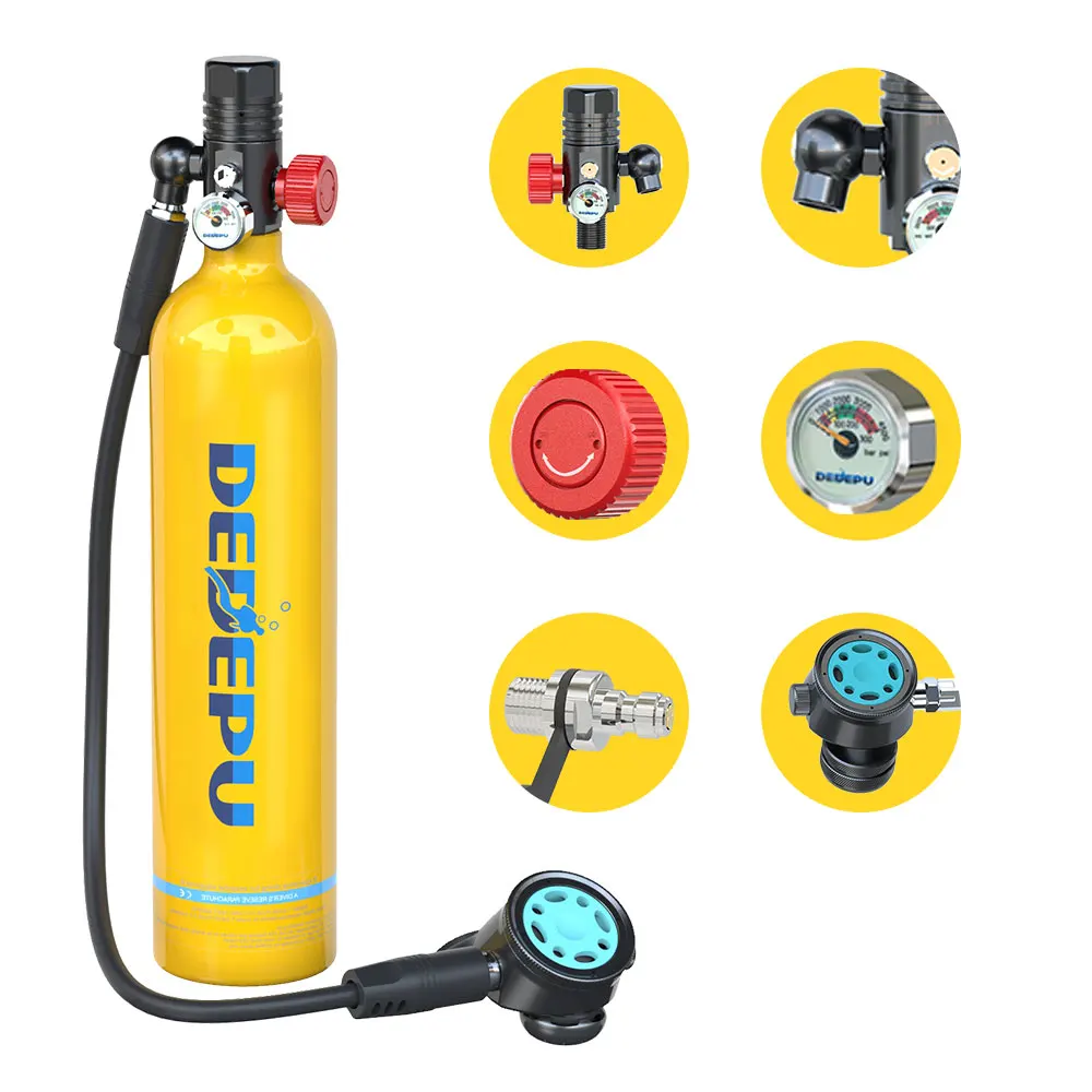 DEDEPU OEM/ODM 1L gas cylinder Diving Tank Space Aluminium Breathing Head Air Compressor Scuba Tank own USA overseas warehouse