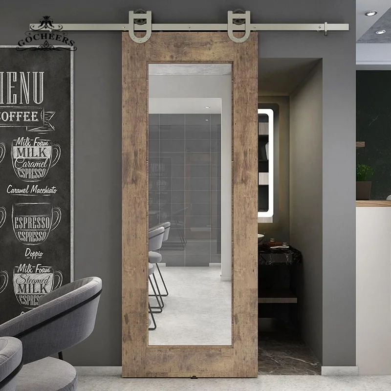 GC Glass bathroom door barn wooden door solid wood interior doors sliding design