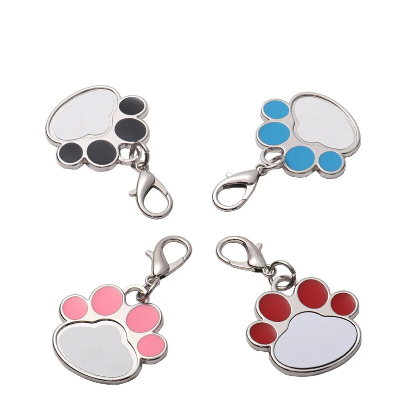 Wholesale Cat Paw Shape Sublimation Aluminum Pet Id Name Tag  DIY Custom Print Blanks Dog Tag Necklace Pendant