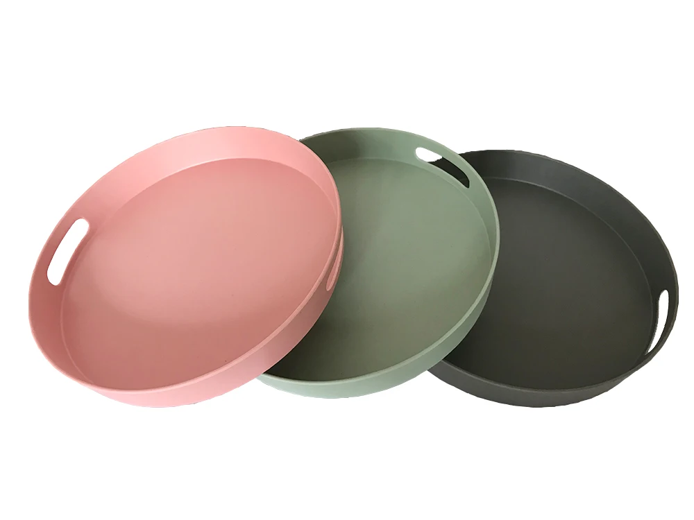 
Eco-Friendly Bamboo Fiber Round Serving Tray 12 Inch Round Tray 