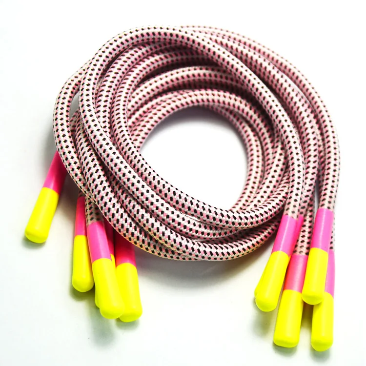 Custom Drawstring Cord Colored Round hoodie Draw String with Rubber Tips Draw cords