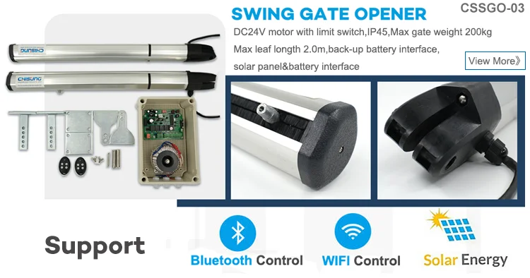 In Stock Solar Gate Opener Dual Arms Automatic 24Vdc Automation Swing Gate Operator Kit