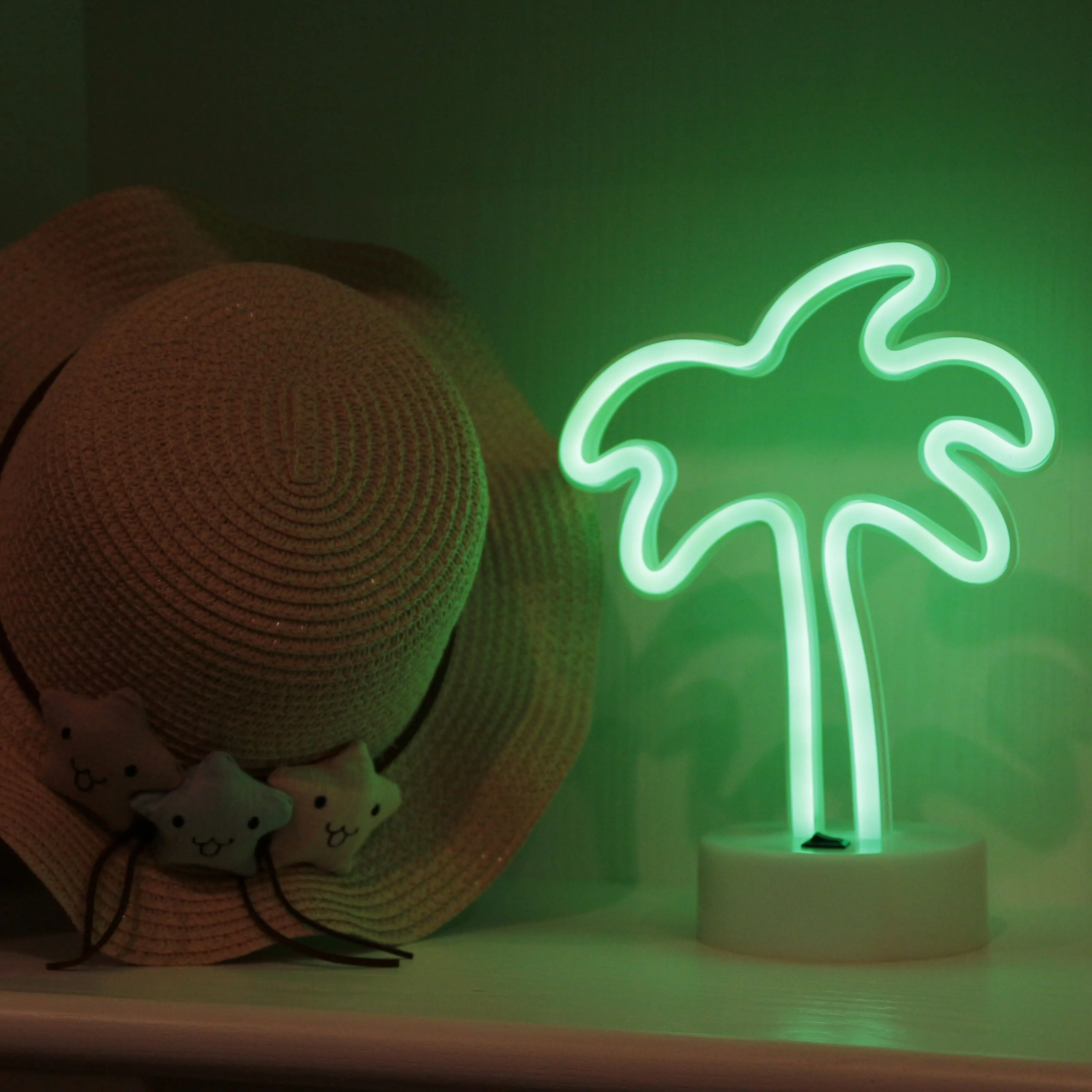 Battery Powered Operated Table LED Palm Tree Neon Marquee Sign Ramadan Eid Christmas Decorations Lights