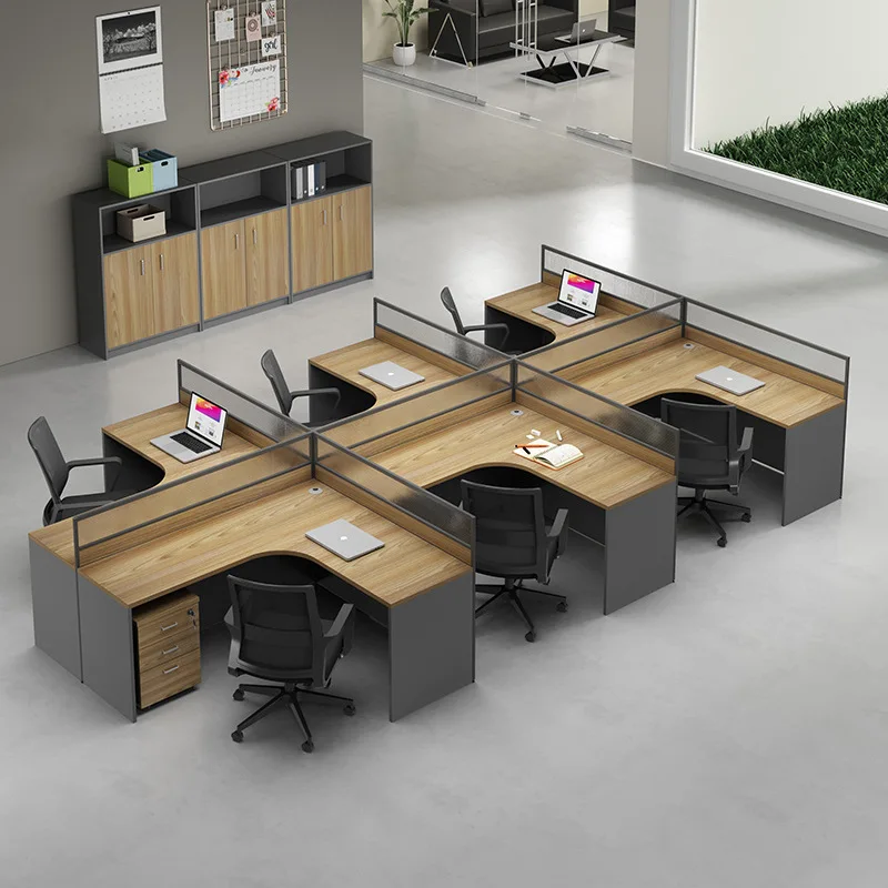 Modern office executive desk simple 6 people screen workstation office four people computer table for room and chair combination