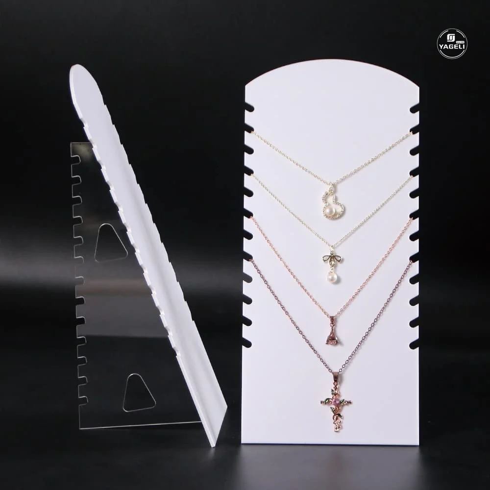 Custom White Acrylic Jewelry Holder Organizer Necklace Display Stand Acrylic Necklaces Stand