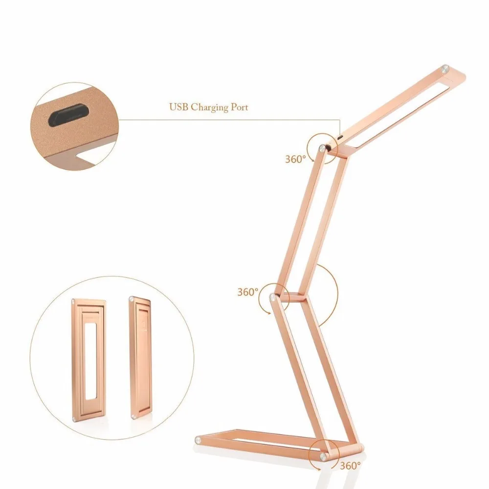 
2020 Hot Sale Modern Metal 360 Degree Wireless Foldable Dimmable Portable Electric Luminaire USB Rechargeable Table Lamp 