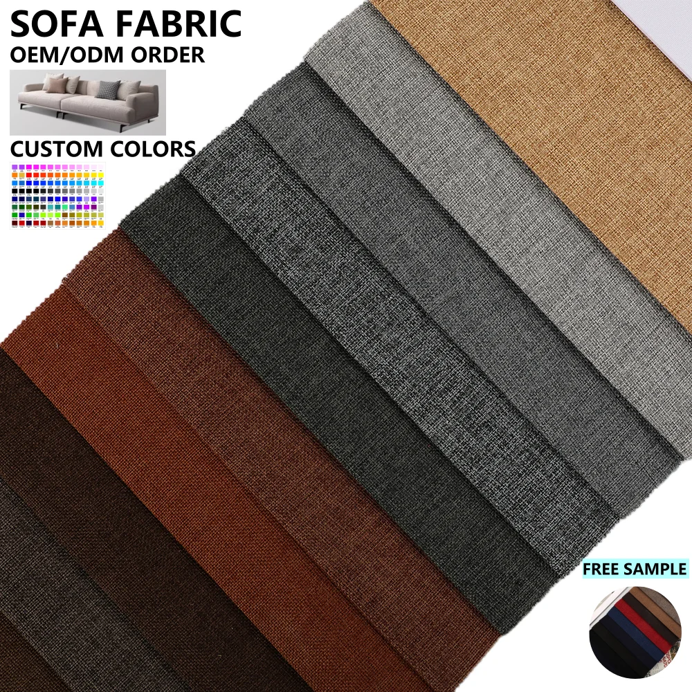 High Quality 100% Polyester Linen Sofa Fabric Woven Textile Material for Car and Furniture Use
