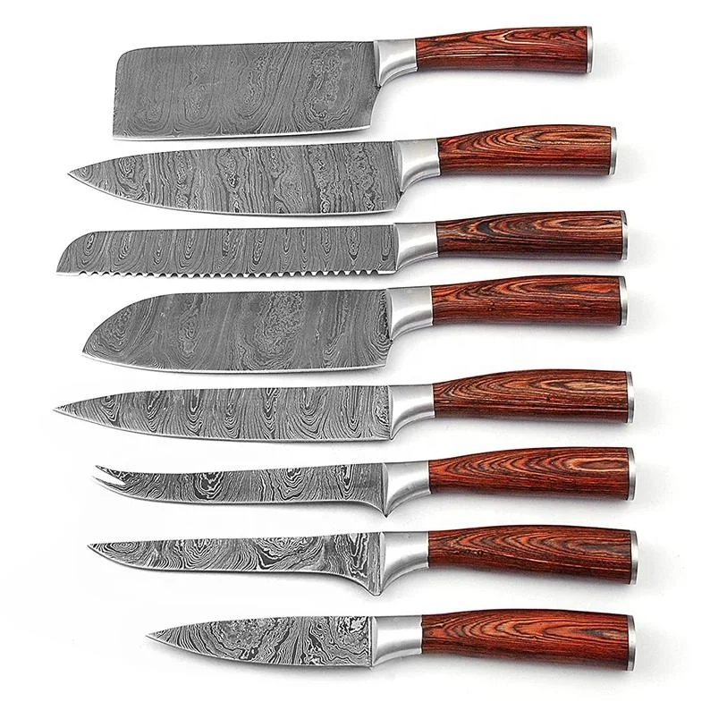 OEM/Wholesale Handmade Professional Damascus Kitchen Chef Knives Set Slicing Cleaver Bread Boning Paring Gyuto Knife