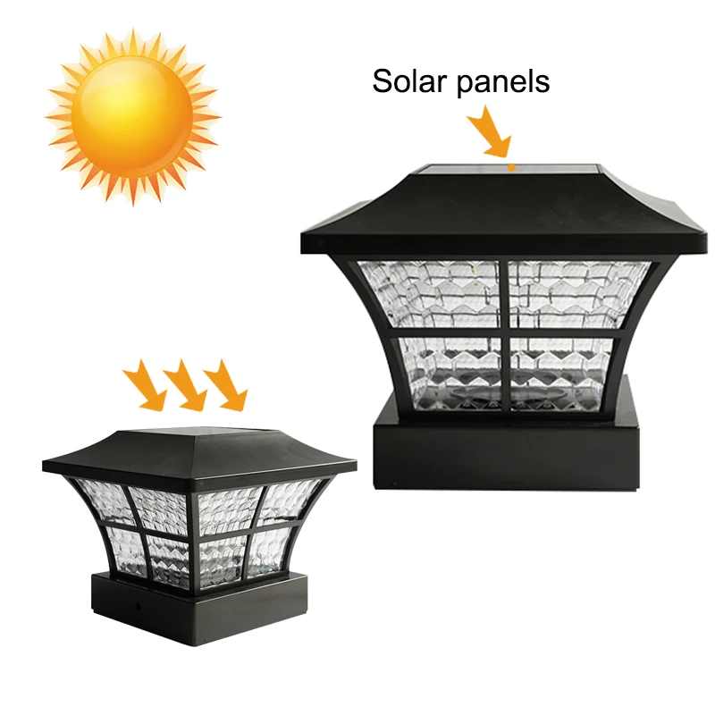 LED Solar Security Post Lamp Yard Driveway Fence Outdoor Pillar Lights