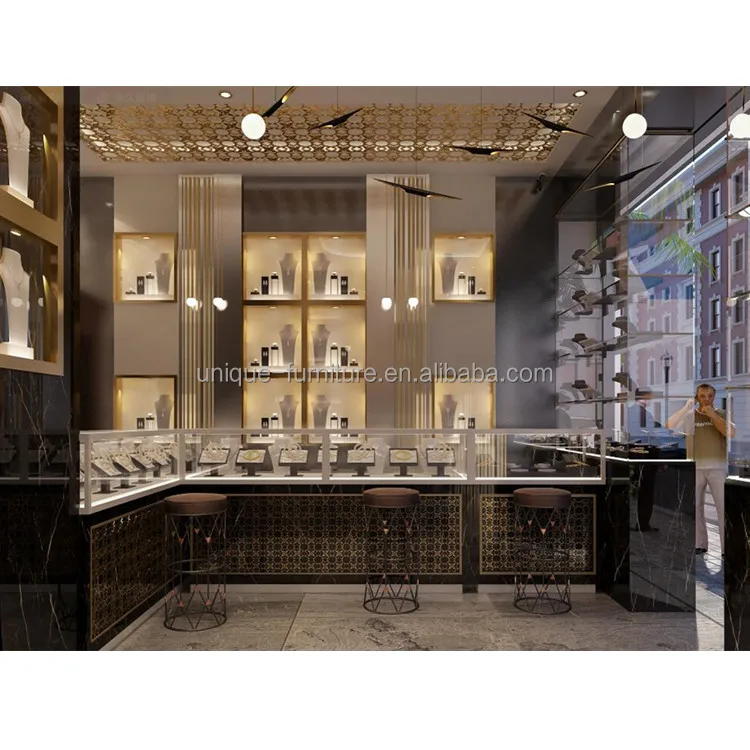 Popular design jewelry display showcase modern retail shop fixture retail showcase watches store fixture modern glass counter