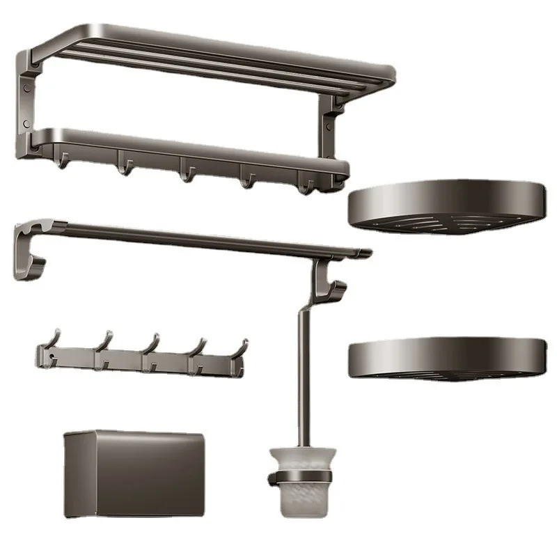 Self Adhesive Bathroom Towel Rack Wall Mounted Foldable Bath Towel Rack Modern Style No Drilling Required