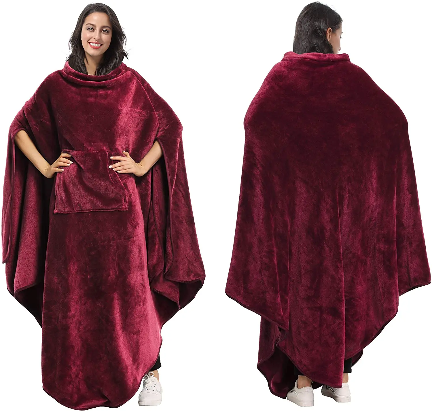 Fleece Wearable Blanket Comfy Poncho Plush Sleeveless TV Blankets